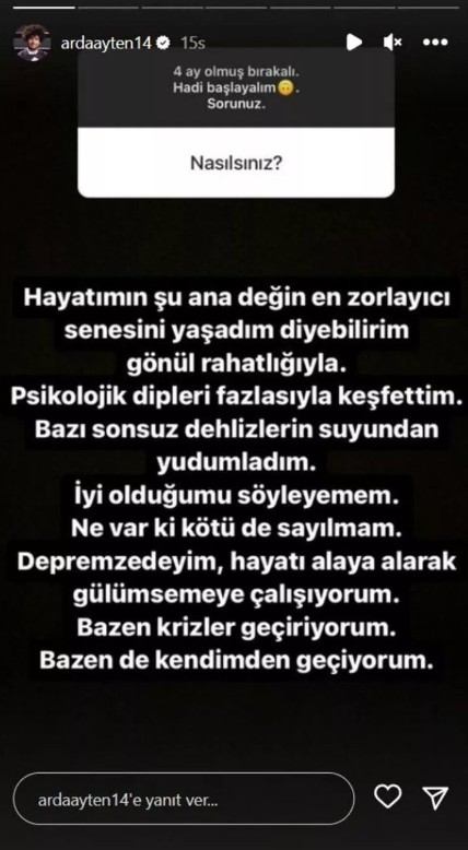 Arda Ayten deprem sonrası yaşadıklarını anlattı